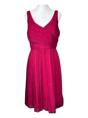 J. CREW 100% Silk Stunning Pleated Deep Raspberry Sleeveless Dress, Size 10.
